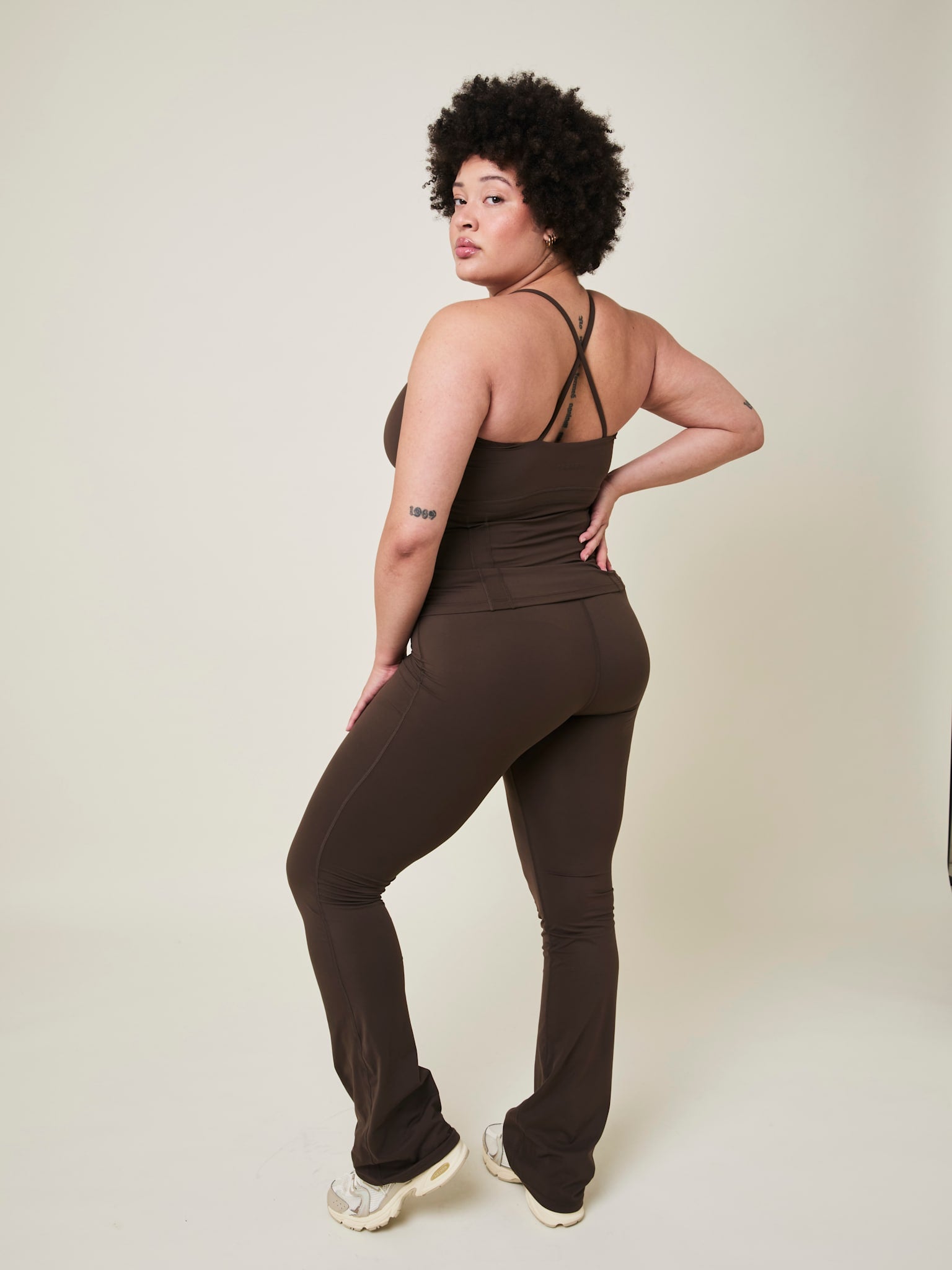 Art højtaljet flared leggings - Arabica