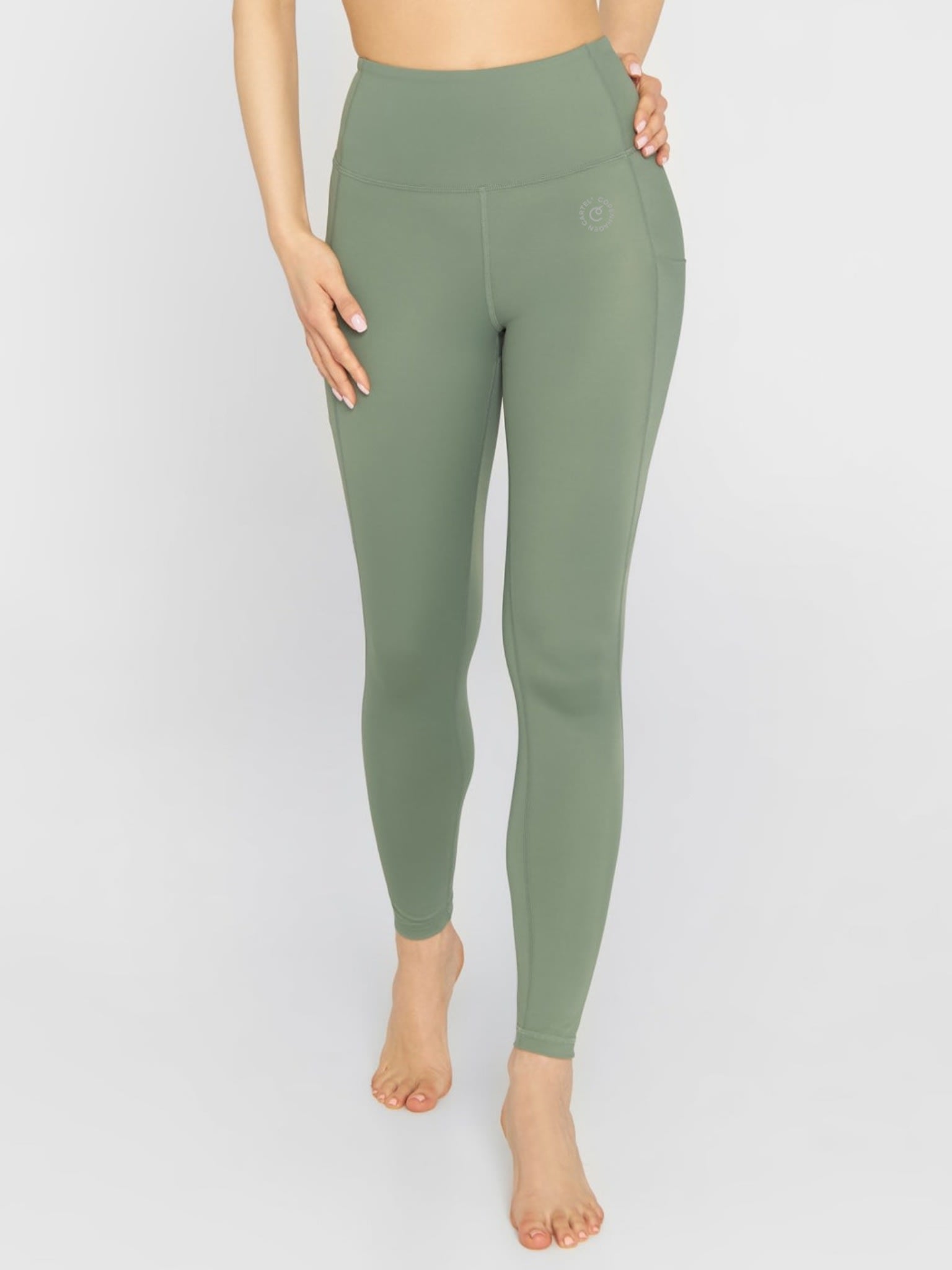 Power højtaljet leggings - Army