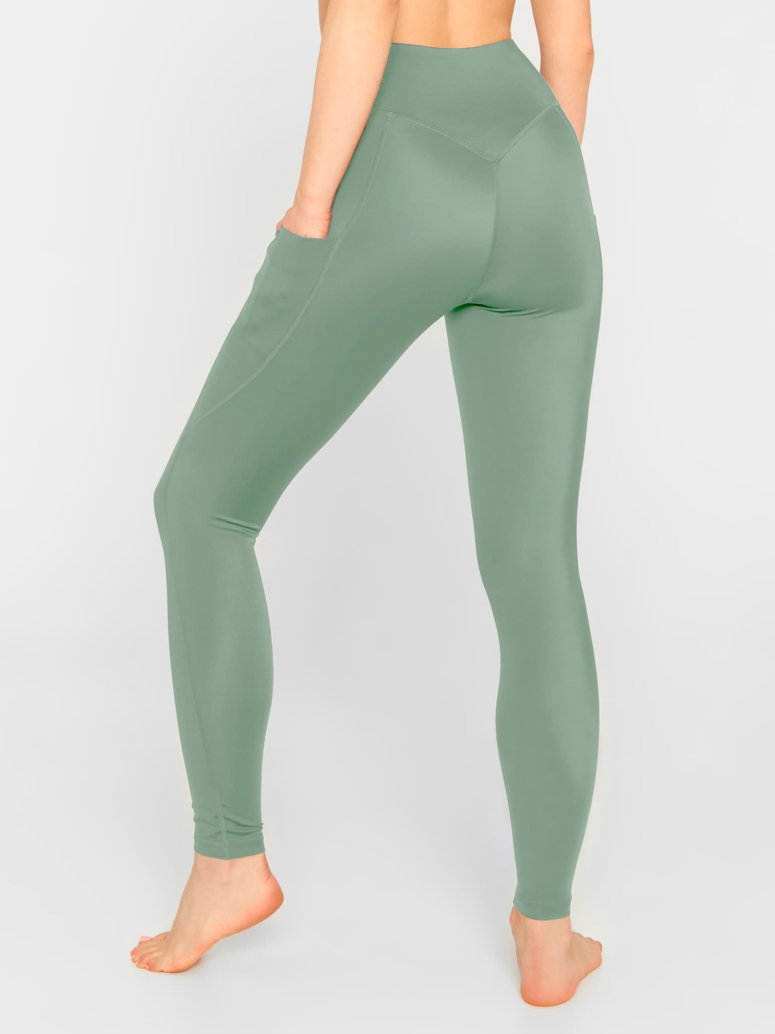 Power højtaljet leggings - Army