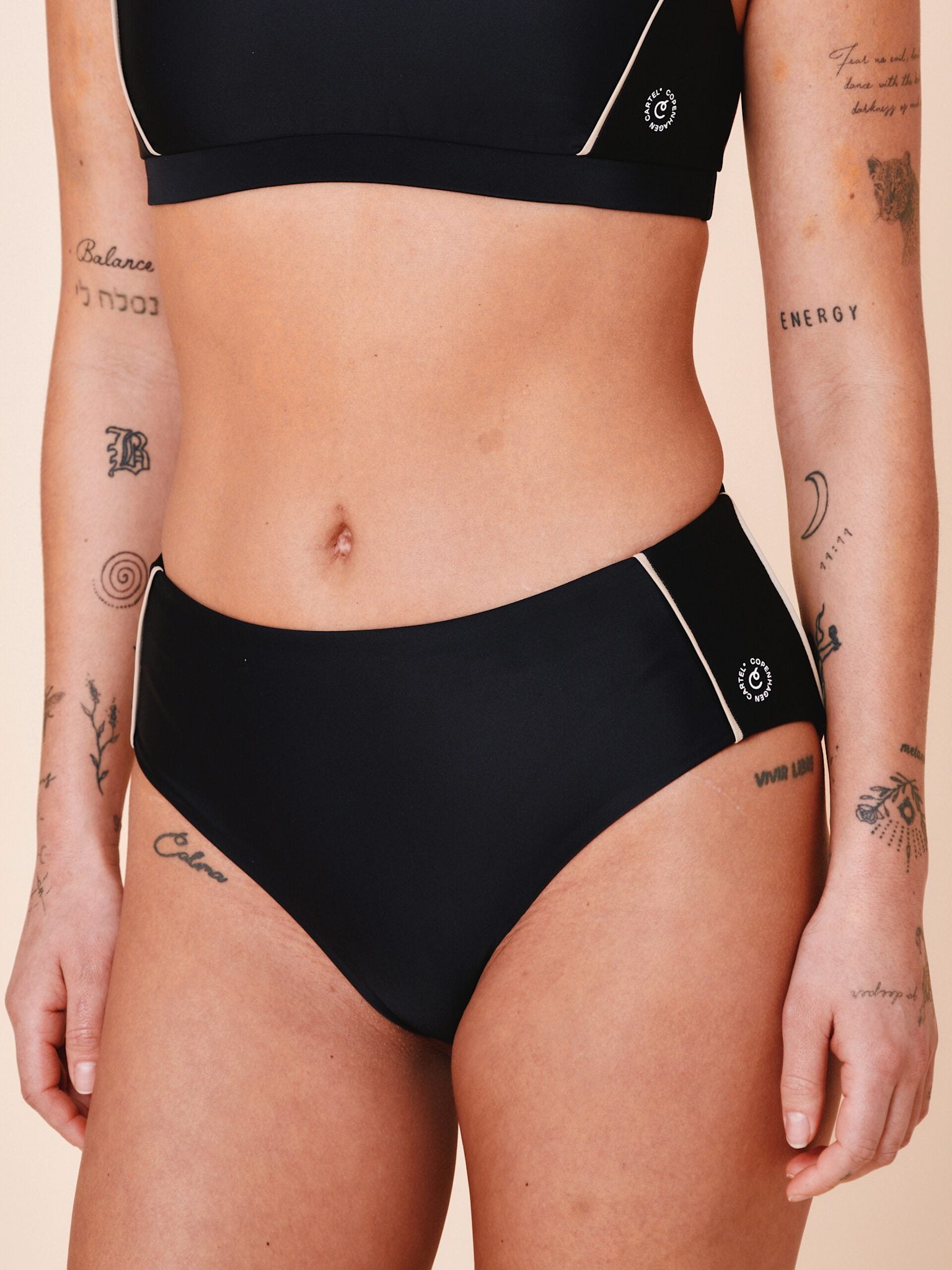 Ubud Colorblock højtaljet bikini underdel - Nero
