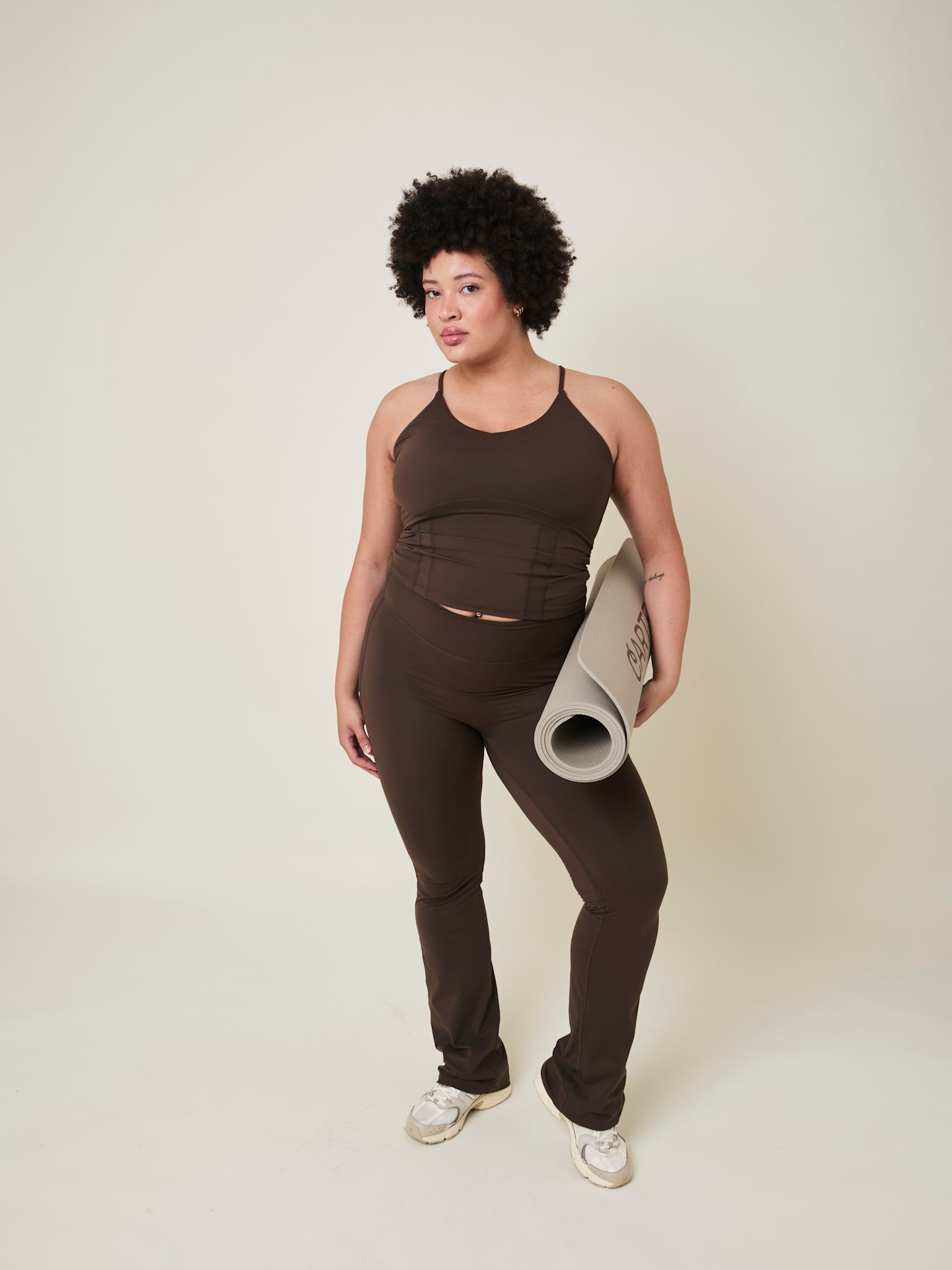 Art high-waist flared leggings - Arabica