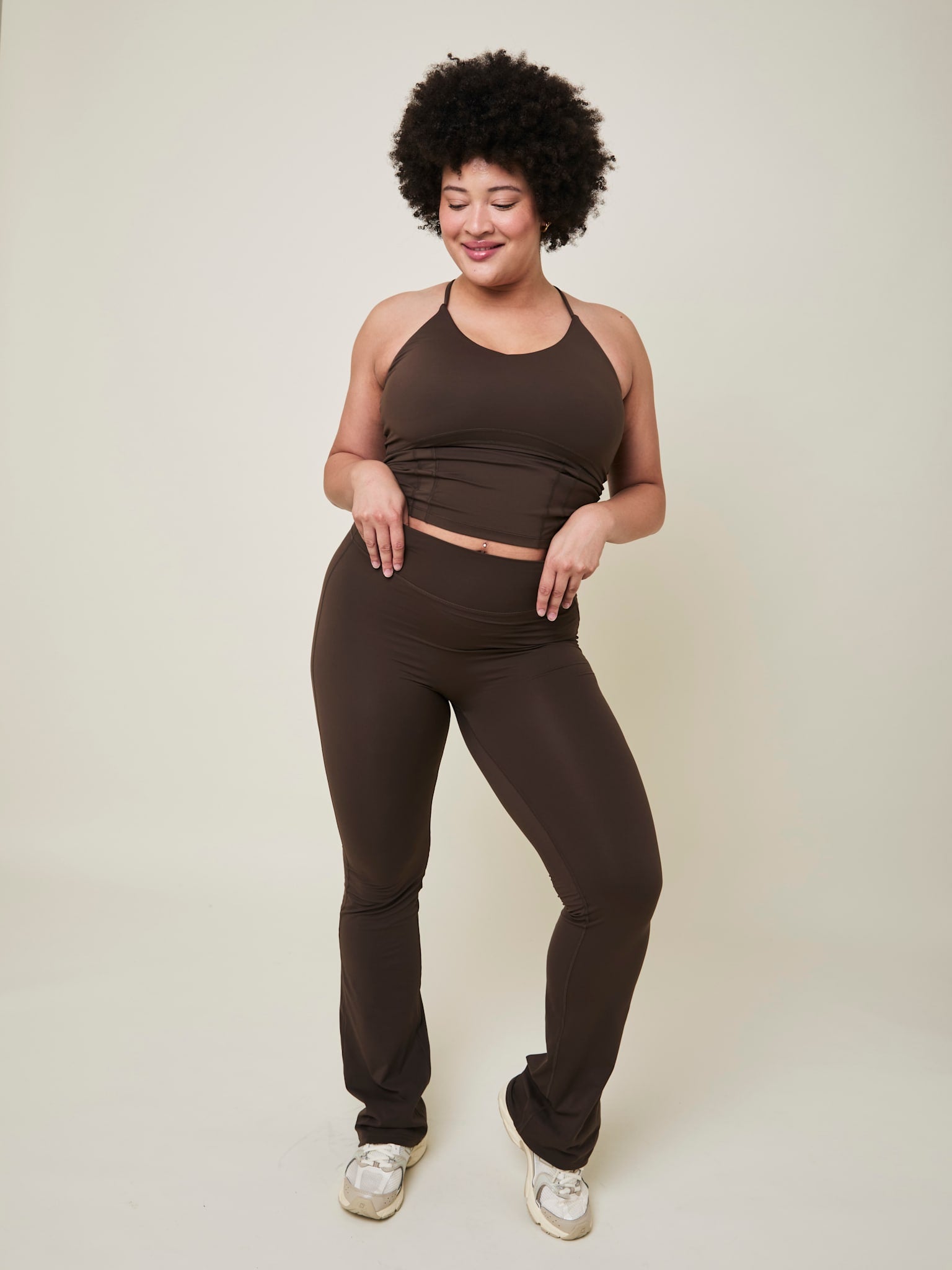 Art højtaljet flared leggings - Arabica