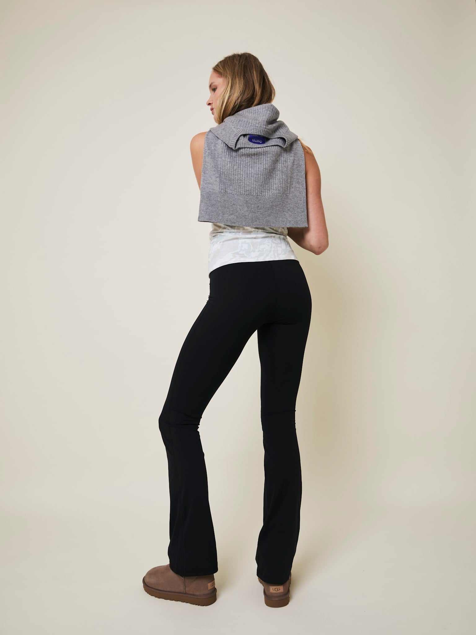 Art højtaljet flared leggings - Nero