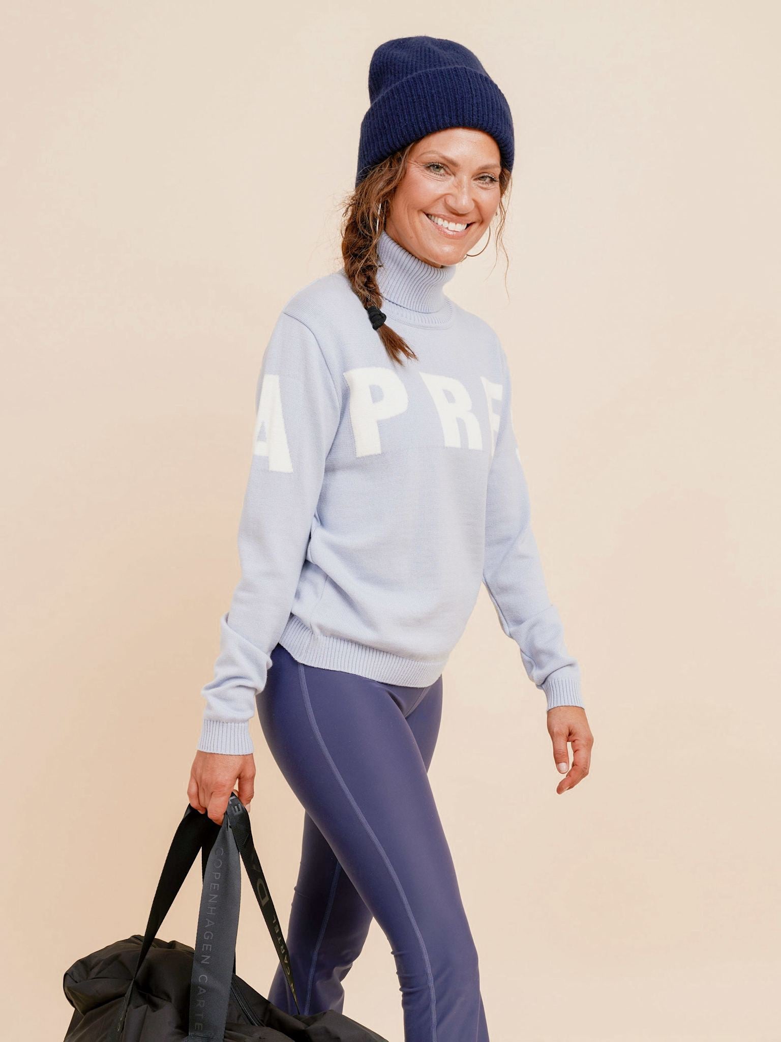 Alpine Turtleneck Merino Knit Sweater - Sky