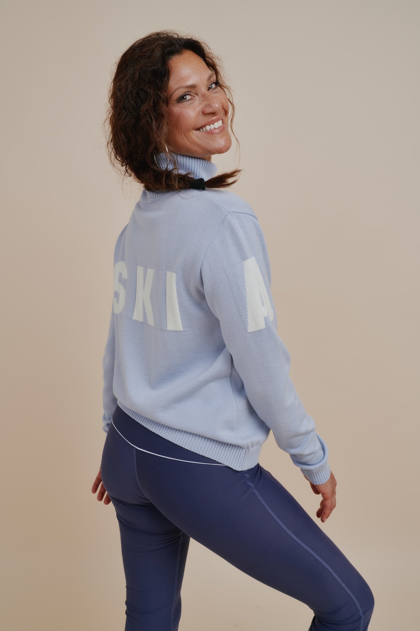 Alpine Turtleneck Merino Knit Sweater - Sky