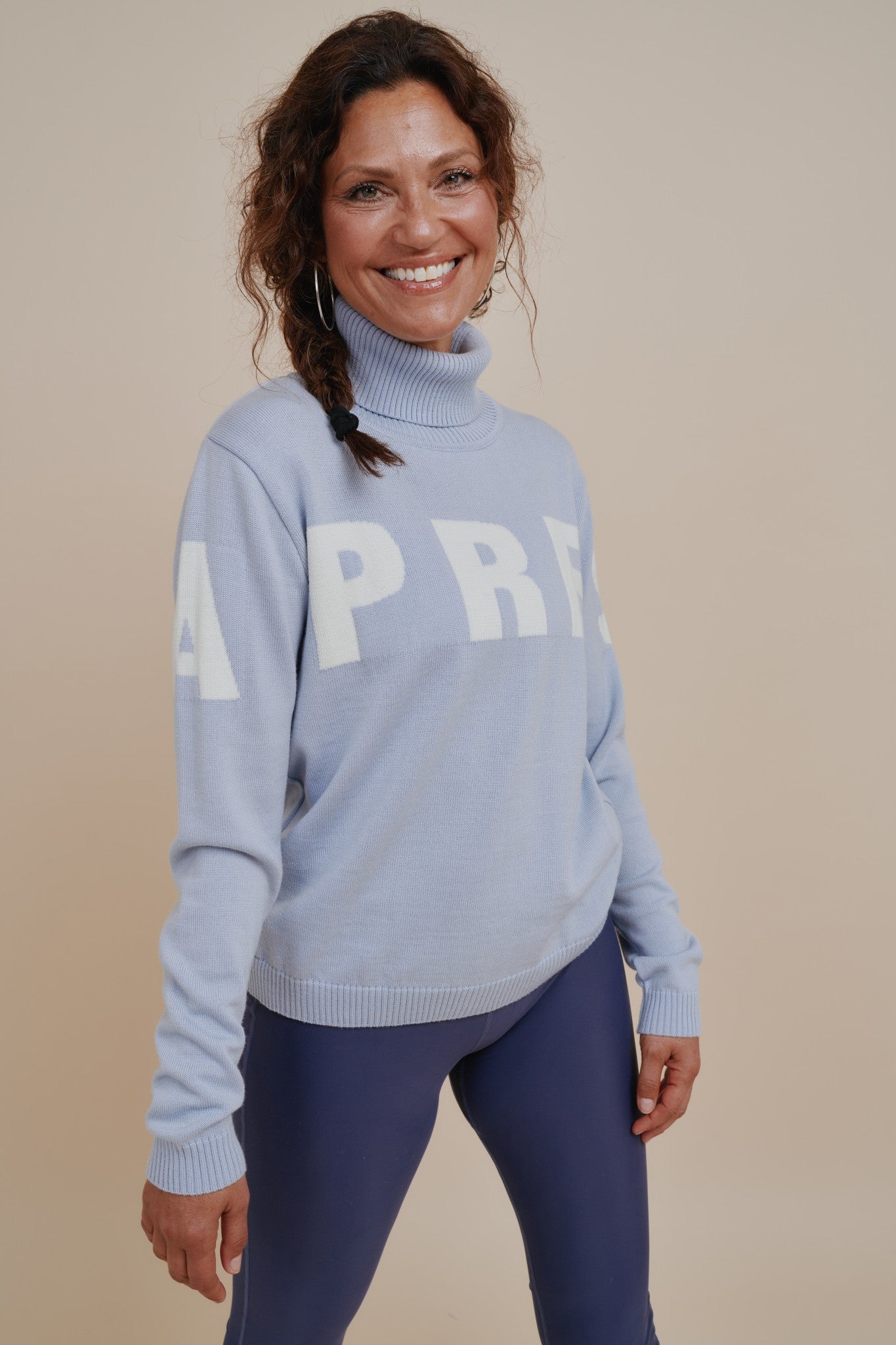 Alpine Turtleneck Merino Knit Sweater - Sky