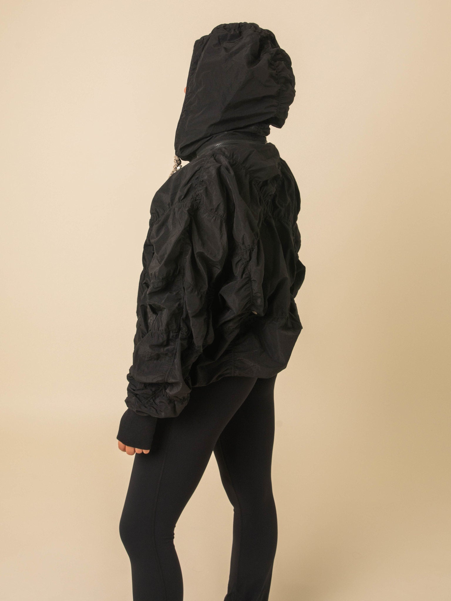 Ridge parachute zip removable hood jacket - Nero