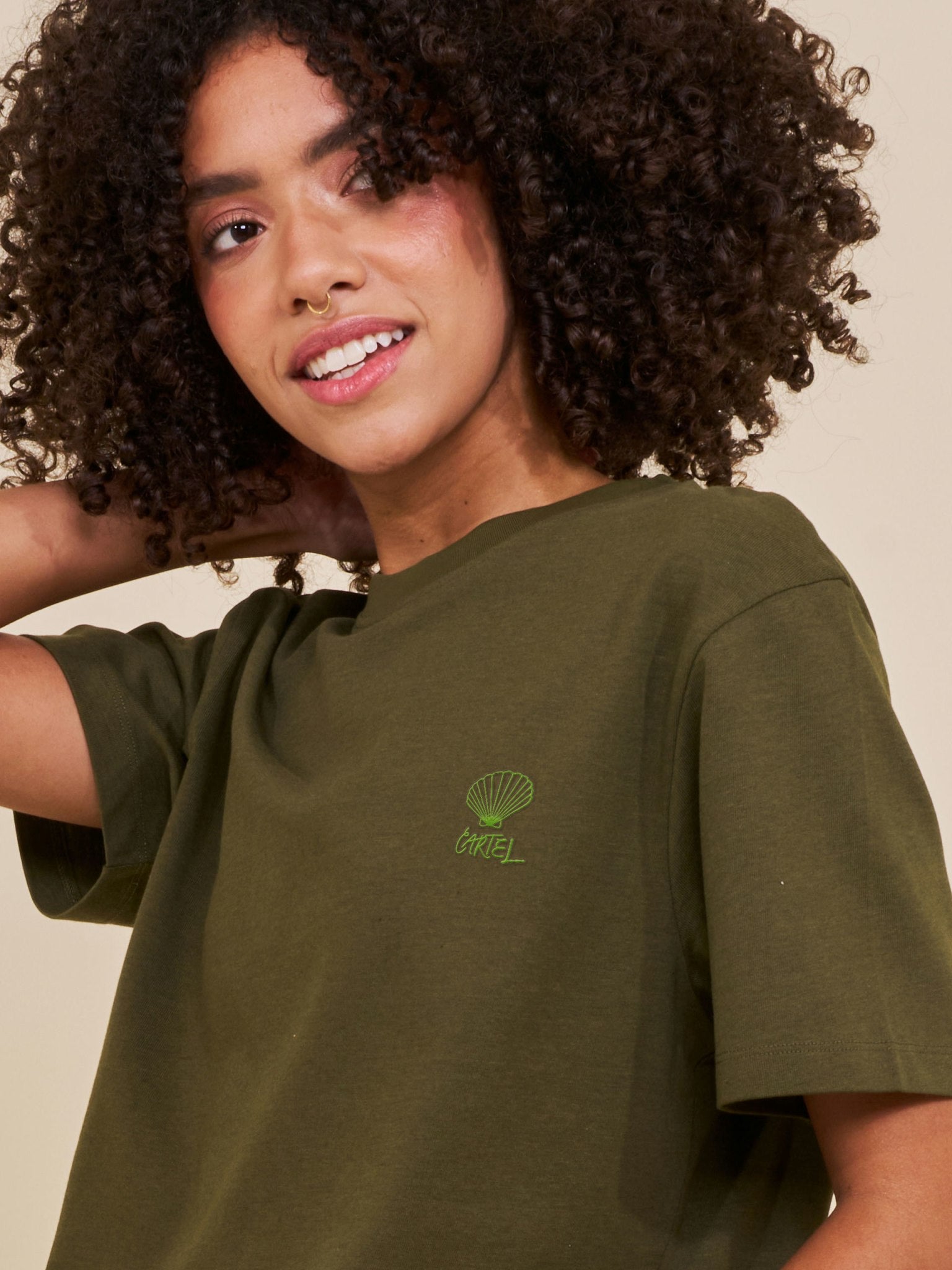 Cartel Scallop Embroidered Tee - Army