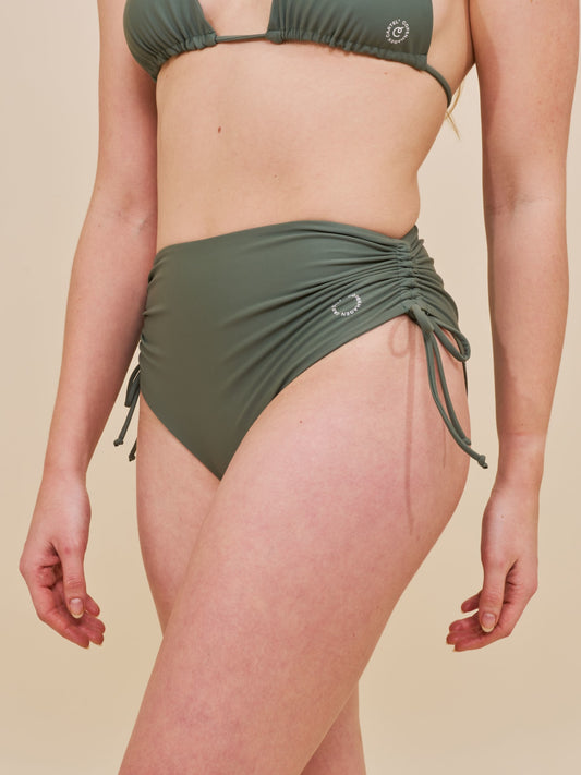 Wanita højtaljet justerbar bikini underdel - Army