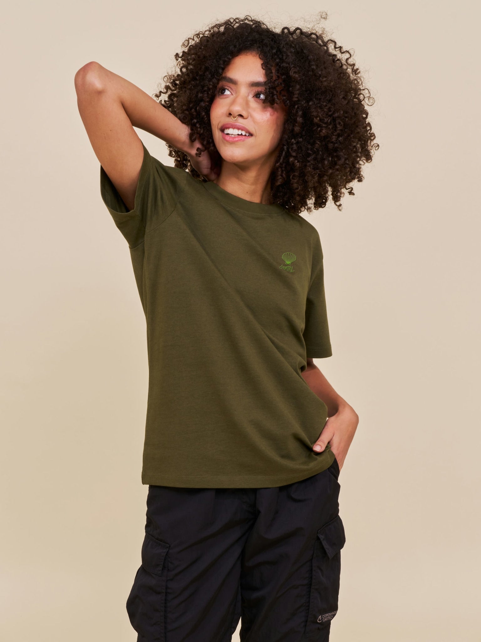 Cartel Scallop Embroidered Tee - Army